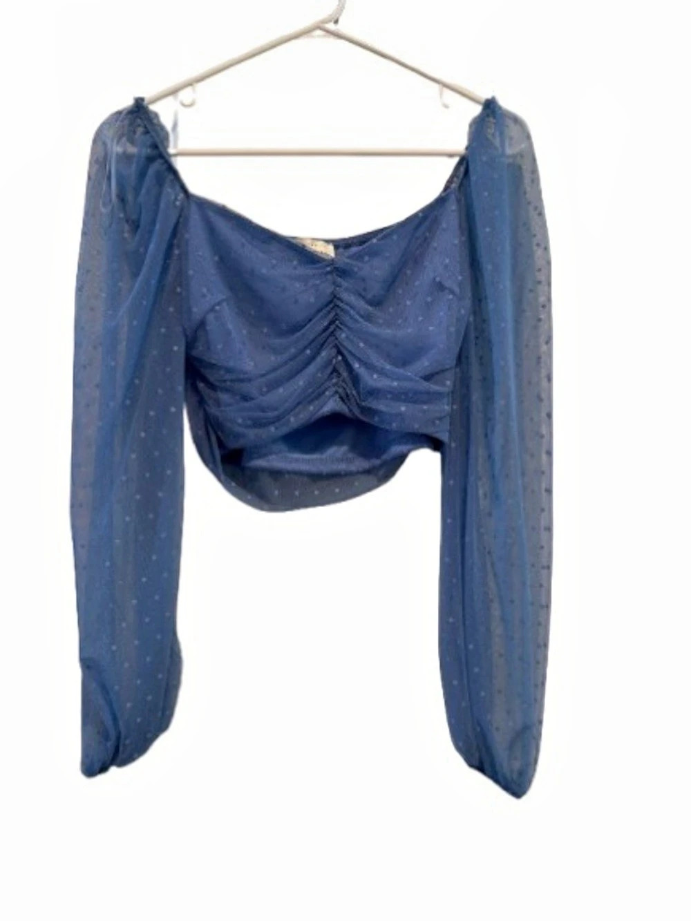 American Threads Blue Ruched Crop Top Like New - M